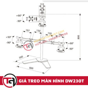 Giá Treo Ba Màn Hình Máy Tính Nhập Khẩu Kaloc-DW230T-4