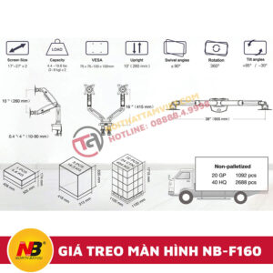 Giá Treo Hai Màn Hình Máy Tính Nhập Khẩu NB-F160-7