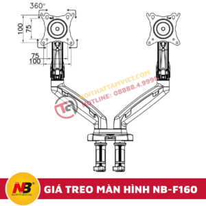 Giá Treo Hai Màn Hình Máy Tính Nhập Khẩu NB-F160-8
