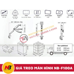 Giá Treo Màn Hình Máy Tính Nhập Khẩu NB-F100A-6