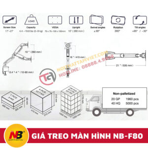 Giá Treo Màn Hình Máy Tính Nhập Khẩu NB-F80-8