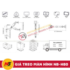 Giá Treo Màn Hình Máy Tính Nhập Khẩu NB-H80-7