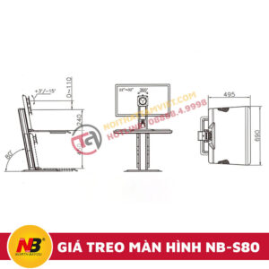 Giá Treo Màn Hình Máy Tính Nhập Khẩu NB-S80-5