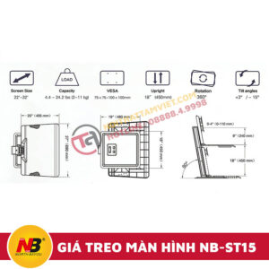 Giá Treo Màn Hình Máy Tính Nhập Khẩu NB-ST15-5