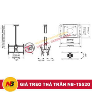 Giá Treo Tivi Nhập Khẩu Thả Trần NB-T5520-4